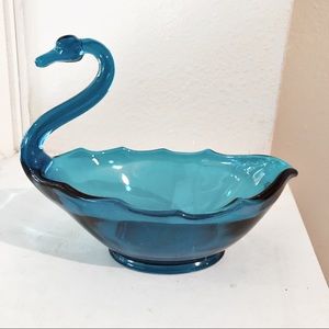 Blue swan glass trinket / jewelry holder dish
